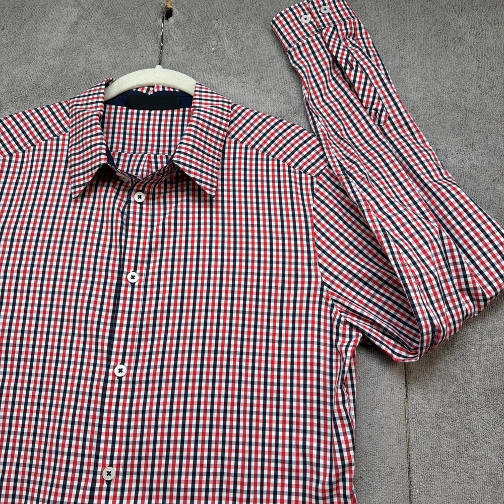 KJUS Button Down Shirt Performance Plaid Swiss Golf Stretch Medium